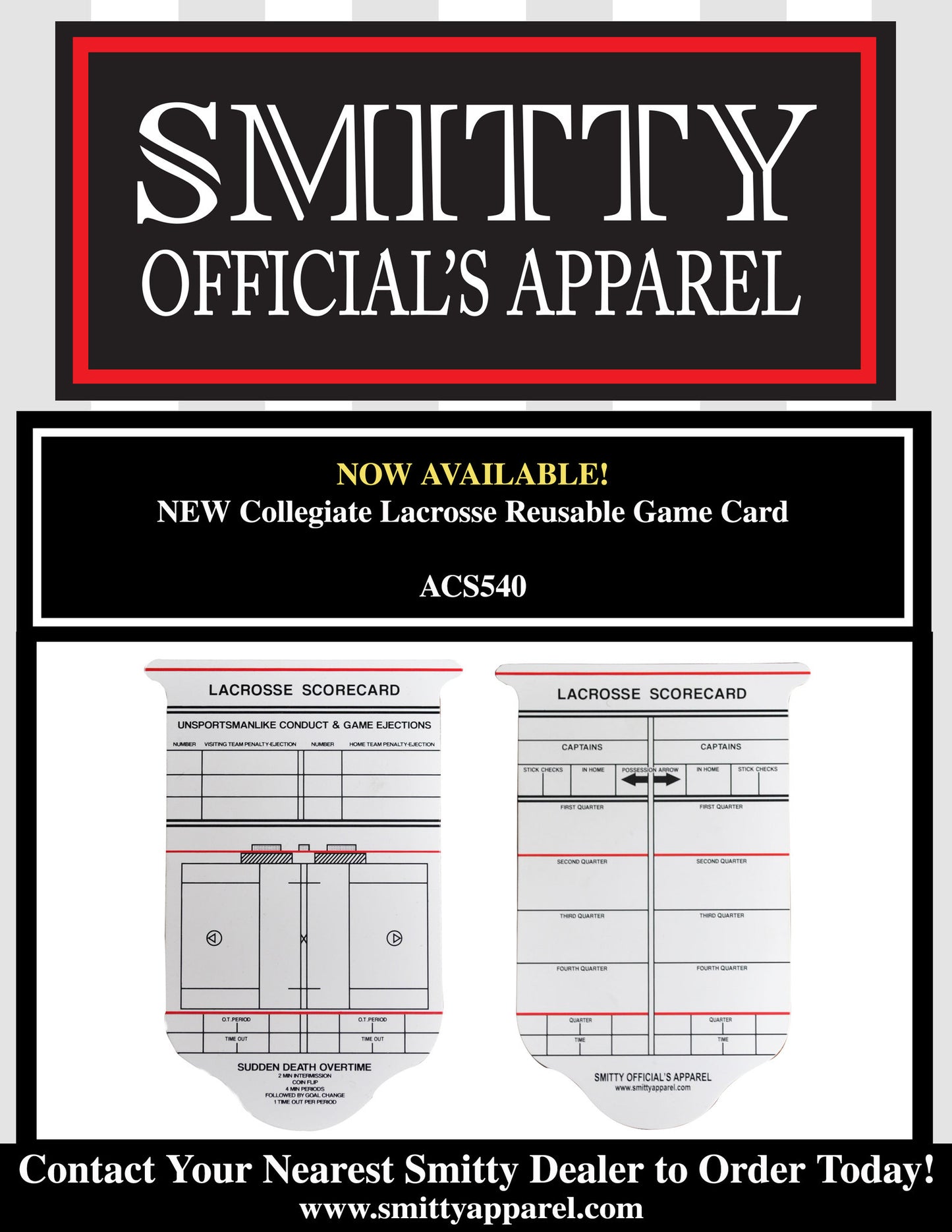 ACS540 - NEW Collegiate Lacrosse Reusable Game Card
