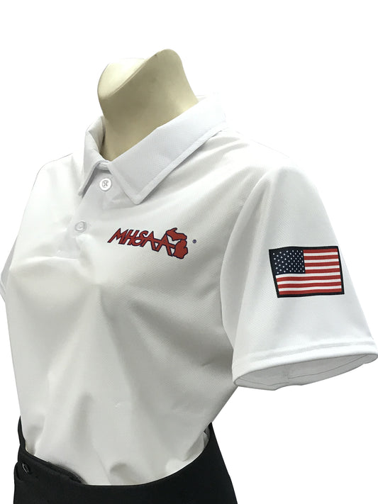 USA439MI- Smitty USA - White - Women's Dye Sub Michigan Volleyball/Swimming Shirt