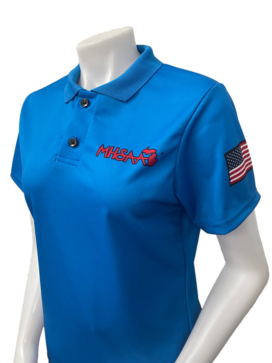 "NEW" USA439MI- Smitty USA - Bright Blue - Women's Dye Sub Michigan Volleyball/Swimming Shirt