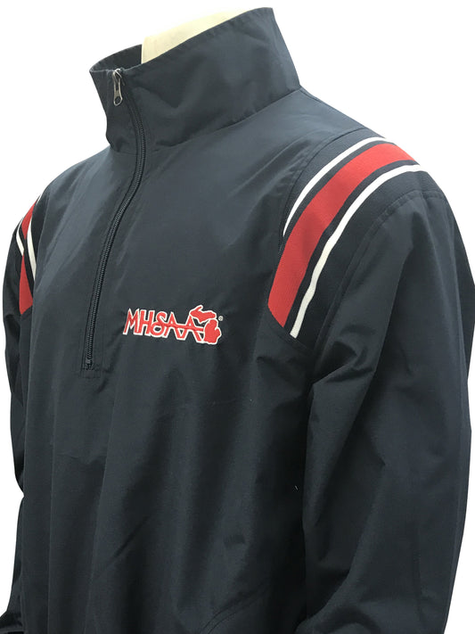 BBS320MI-Smitty Navy Long Sleeve Microfiber Shell Pullover  Jacket Half Zipper with MHSAA Embroidered Logo