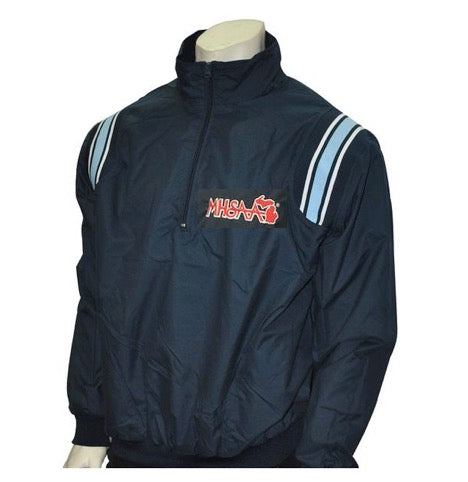 BBS320MI-Smitty Navy Long Sleeve Microfiber Shell Pullover  Jacket Half Zipper with MHSAA Embroidered Logo