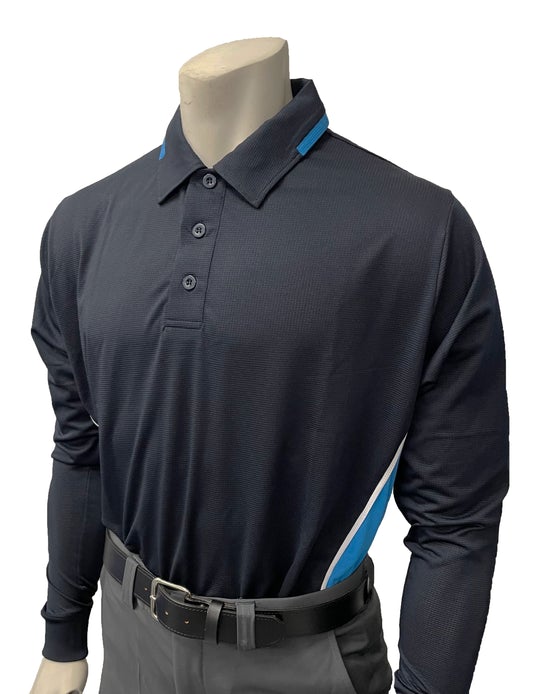 BBS347 - Men's "BODY FLEX" Smitty "NCAA SOFTBALL" Long Sleeve Umpire Shirts - Available in Midnight Navy/Bright Blue or Bright Blue/Midnight Navy