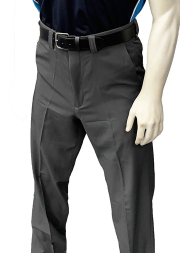 BBS353- NEW" Men's Smitty "4-Way Stretch" FLAT FRONT BASE PANTS with SLASH POCKETS "NON-EXPANDER"- Charcoal Grey
