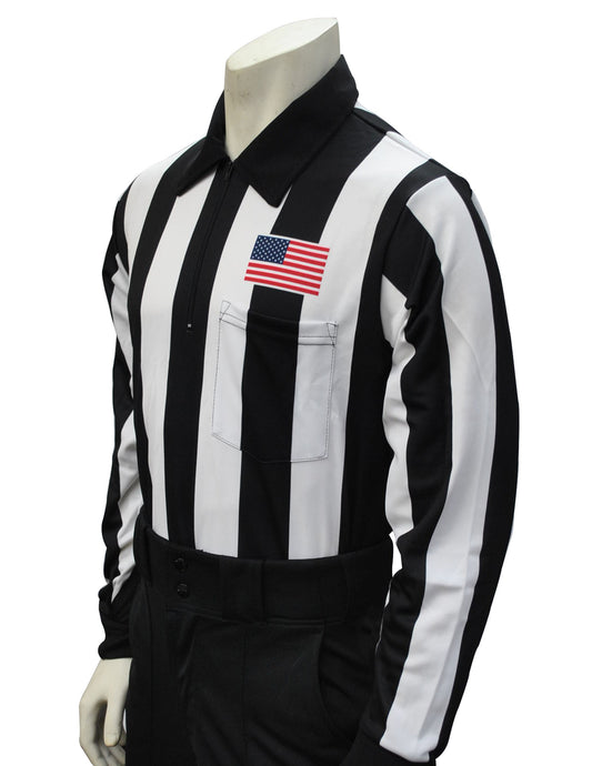 USA730- Smitty USA -Dye Sub Foul Weather Water Resistant Football Long Sleeve Shirt w/ Flag over Pocket