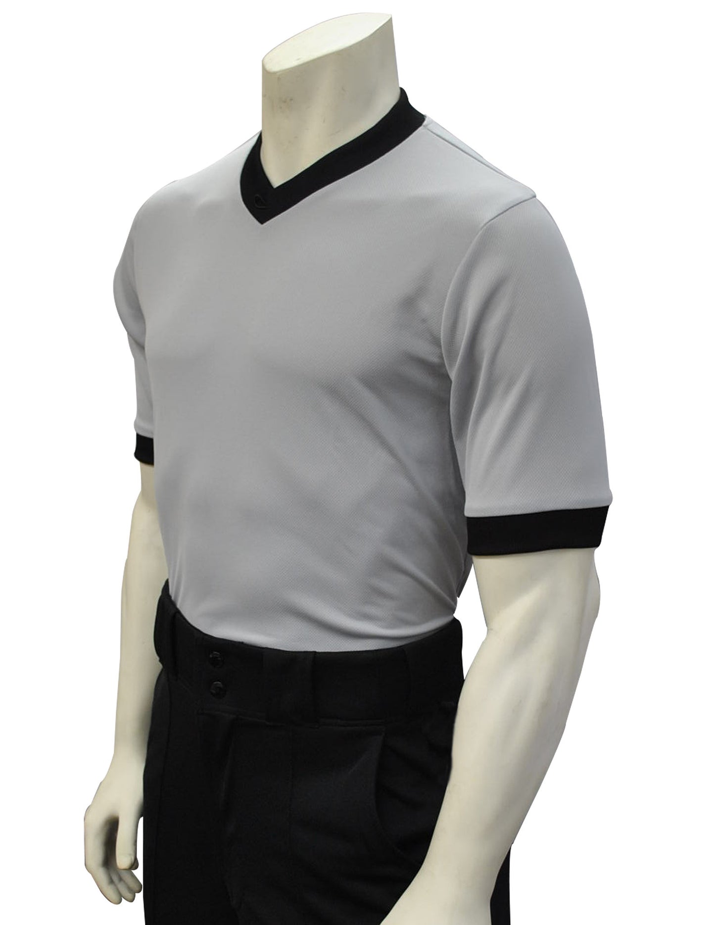 USA218- Smitty USA - Solid Grey Mesh V-Neck Shirt w/ Black Collar and Sleeve Ends