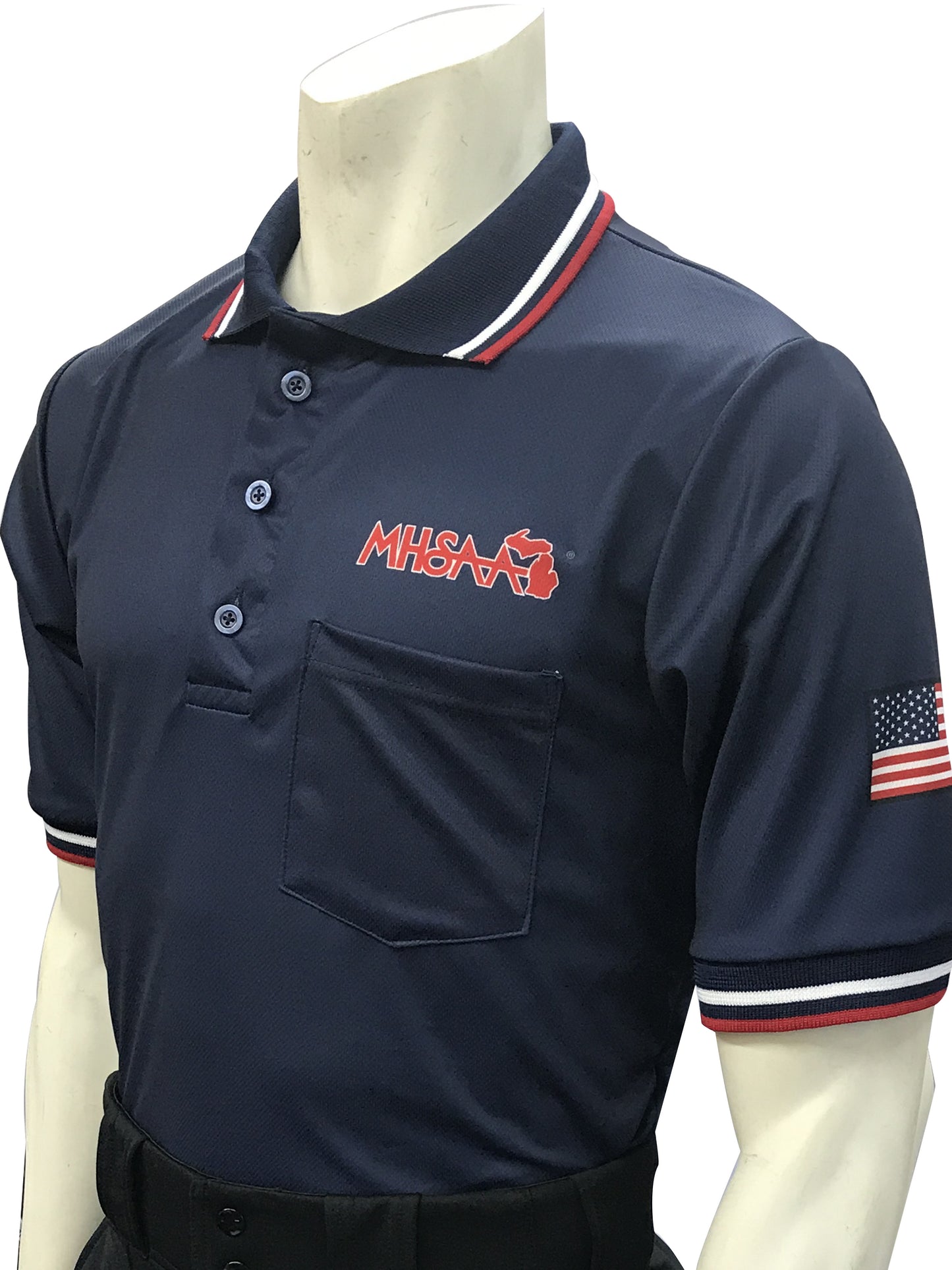 USA300MI NY-Smitty USA - Dye Sub Michigan Baseball Short Sleeve Navy Shirt